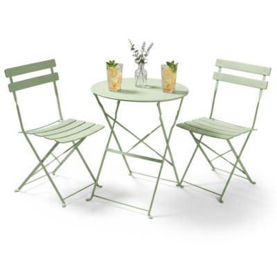 Ensemble de meubles ORION pour balcon : Table ronde & 2 chaises en vert frais