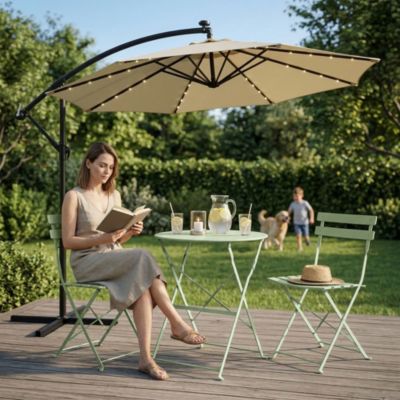 Ensemble de meubles ORION pour balcon : Table ronde & 2 chaises en vert frais