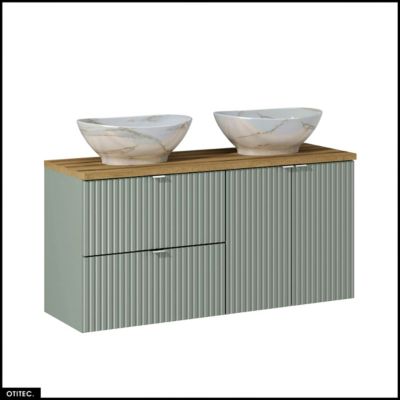 Ensemble de meubles sous vasque - 120 cm - avec Plan - 2 Vasques - ROSEAU