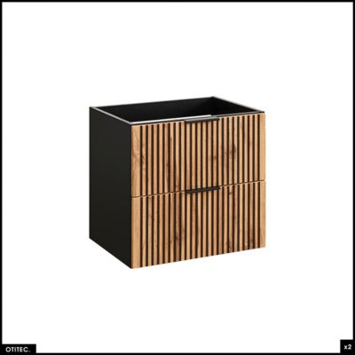 Ensemble de meubles sous vasque - 120 cm - avec Vasque - Cube et Colonnes - Miroirs LED - WOTANIA