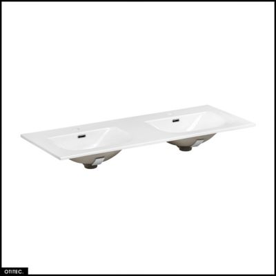 Ensemble de meubles sous vasque - 120 cm - avec Vasque - Cube et Colonnes - Miroirs LED - WOTANIA