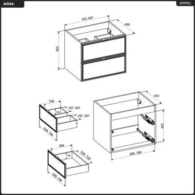 Ensemble de meubles sous vasque - 80 cm - avec Plan - Vasque - MÖRK