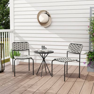 Ensemble de mobilier de jardin Outsunny, 2 personnes, rotin, gris, pour terrasse et balcon