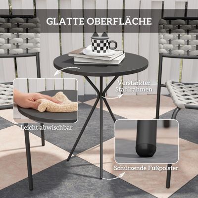 Ensemble de mobilier de jardin Outsunny, 2 personnes, rotin, gris, pour terrasse et balcon