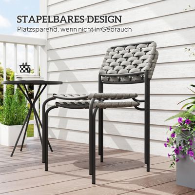 Ensemble de mobilier de jardin Outsunny, 2 personnes, rotin, gris, pour terrasse et balcon