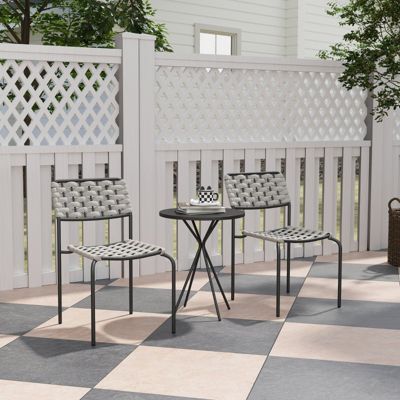 Ensemble de mobilier de jardin Outsunny, 2 personnes, rotin, gris, pour terrasse et balcon