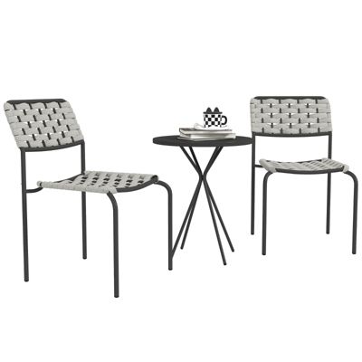 Ensemble de mobilier de jardin Outsunny, 2 personnes, rotin, gris, pour terrasse et balcon