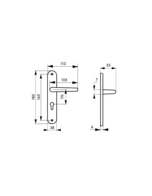 Ensemble de poignées pour porte d'entrée Leto trou de cylindre, carré 7mm, entr'axes 165mm, couleur F2 - THIRARD