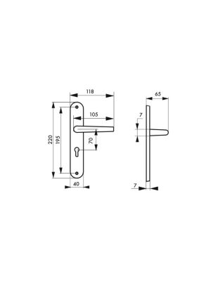 Ensemble de poignées pour porte d'entrée Maia trou de cylindre, carré 7mm, entr'axes 195mm, couleur F2 - THIRARD