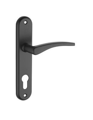 Ensemble de poignées pour porte d'entrée Vesta trou de cylindre, carré 7mm, entr'axes 165mm, noir - THIRARD