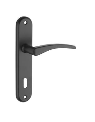 Ensemble de poignées pour porte de chambre Vesta trou de clé, carré 7mm, entr'axes 165mm, noir - THIRARD