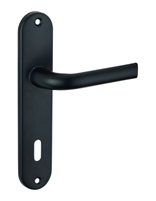 Ensemble de poignées pour porte intérieure Leto trou de clé, carré 7mm, entr'axes 165mm, noir - THIRARD