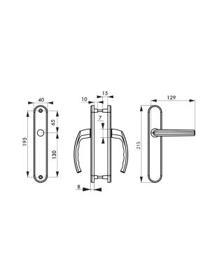 Ensemble de poignées pour porte intérieure Sultane sans trou, carré 7mm, entr'axes 195mm, anthracite - THIRARD