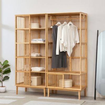 Ensemble de portant Vemb et étagère Trundholm bambou 185 x 160 x 45 cm ...
