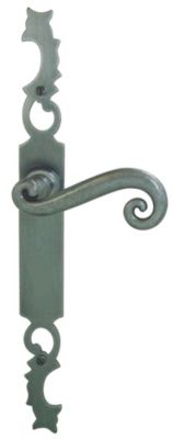Ensemble de porte rustique Aquitaine 41 BOUVET, poignée sur plaque en aluminium gris acier