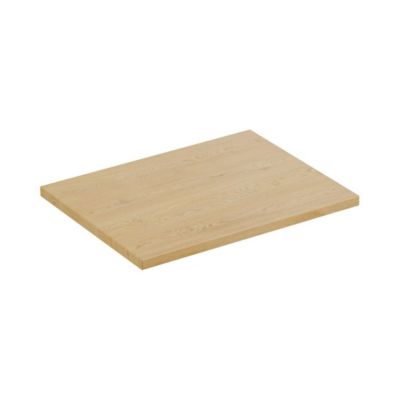Ensemble de salle de bain NATURA 60cm : meuble sous vasque et plan pour vasque aspect bois clair rainuré verticalement