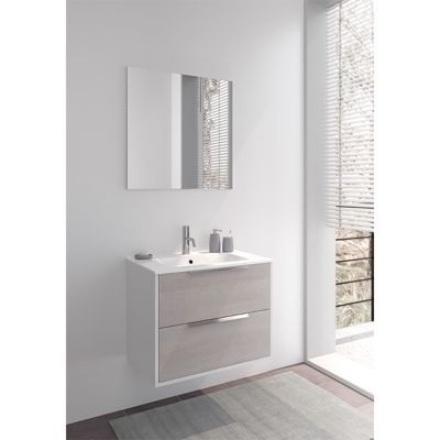 Ensemble de salle de bains à suspendre blanc laqué New Oreti 70 cm