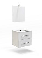 Ensemble de salle de bains Cooke & Lewis Volga 60 cm blanc meuble + plan vasque + miroir