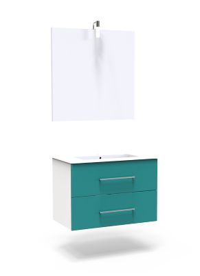 Ensemble De Salle De Bains Cooke Lewis Volga 80 Cm Lagon Meuble Plan Vasque Miroir Castorama