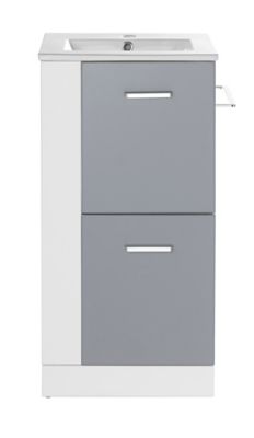 Ensemble De Salle De Bains Gris Waneta 44 Cm Meuble Sous Vasque Plan Vasque Castorama