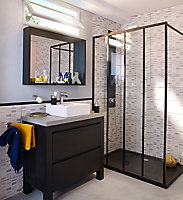 Ensemble de salle de bains Harmon 90 cm meuble sous-vasque noir + plan béton