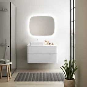 Ensemble de salle de bains L.104 cm meuble sous vasque version gauche + plan de toilette blanc mat, Alba