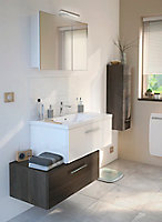 Ensemble de salle de bains Nida sous vasque blanc + caisson bas bois + plan-vasque