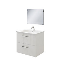 Ensemble de salle de bains Pyxis meuble sous vasque à suspendre L.60 cm + plan vasque + miroir