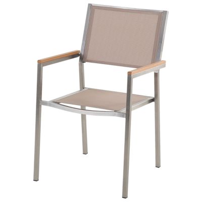 Ensemble de salle à manger 6 places GROSSETO Pierre Effet granite 180x90x76 cm Beige