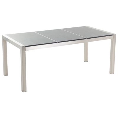 Ensemble de salle à manger 6 places GROSSETO Pierre Effet granite 180x90x76 cm Beige