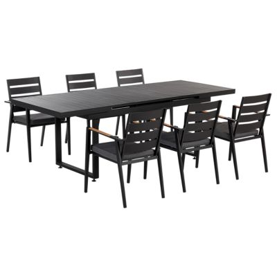 Ensemble de salle à manger 6 places VALCANETTO/TAVIANO Métal 180/240 x 90 x 78 cm Noir
