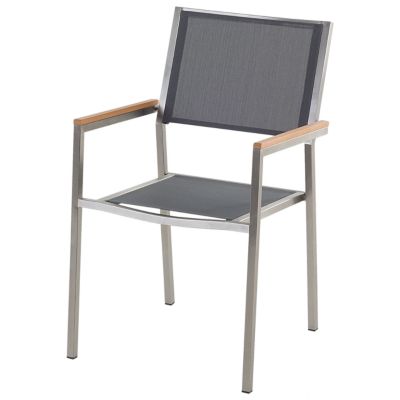 Ensemble de salle à manger 8 places GROSSETO Pierre Effet granite 220x100x74 cm Gris