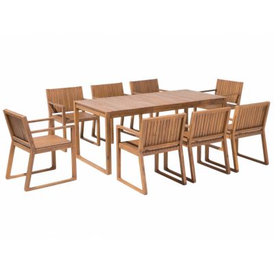 Ensemble de salle à manger 8 places SASSARI Acacia 180x90x75 cm Bois clair