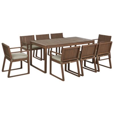 Ensemble de salle à manger 8 places SASSARI Acacia 180x90x75 cm Taupe