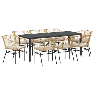 Ensemble de salle à manger de jardin 9 pièces avec coussins en résine poly brun vidaXL