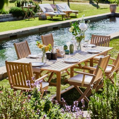 Ensemble de salle à manger de jardin table extensible 180-240x100 + 6 chaises avec accoudoirs avec coussins - Java Light