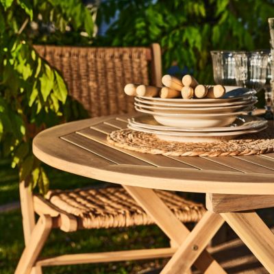 Ensemble de salle à manger de jardin table pliante ronde 90cm + 4 chaises sans bras avec coussins- Java Light