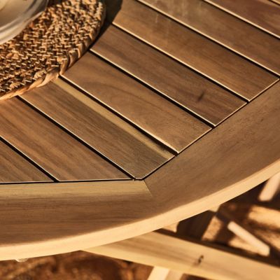 Ensemble de salle à manger de jardin table pliante ronde 90cm + 4 chaises sans bras avec coussins- Java Light