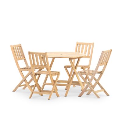 Ensemble de salle à manger de jardin table pliante ronde 90cm + 4 chaises sans bras de balcon - Java Light