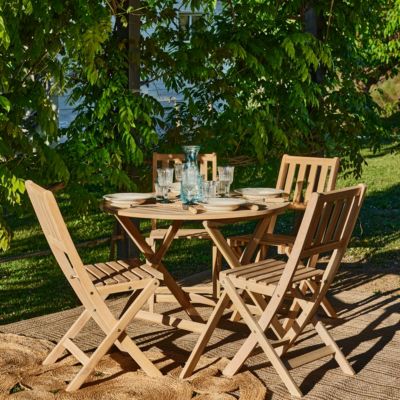 Ensemble de salle à manger de jardin table pliante ronde 90cm + 4 chaises sans bras de balcon - Java Light
