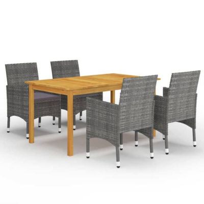 Ensemble de Salle à Manger de Jardin - VIDAXL - 5 pcs - Bois d'Acacia - Acier Enduit - Confort Ergonomique