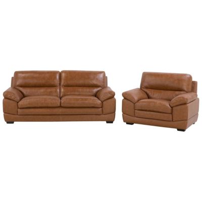 Ensemble de salon 4 places HORTEN Cuir Marron