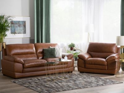 Ensemble de salon 4 places HORTEN Cuir Marron