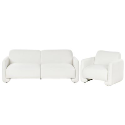 Ensemble de salon 4 places SALAND Tissu Blanc