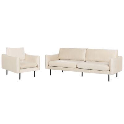 Ensemble de salon 4 places VINTERBRO Velours Beige clair