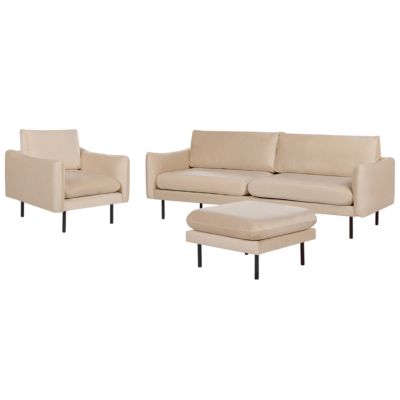 Ensemble de salon 5 places VINTERBRO avec ottoman Velours Beige