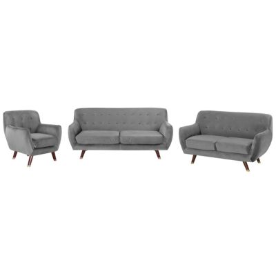 Ensemble de salon 6 places BODO Velours Gris