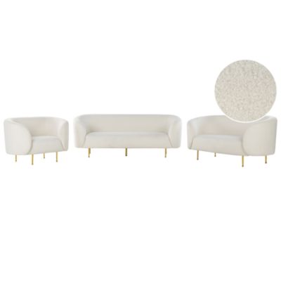 Ensemble de salon 6 places LOEN Bouclé Blanc