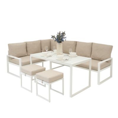 Ensemble de Salon de Jardin 5 Pièces en Aluminium Blanc