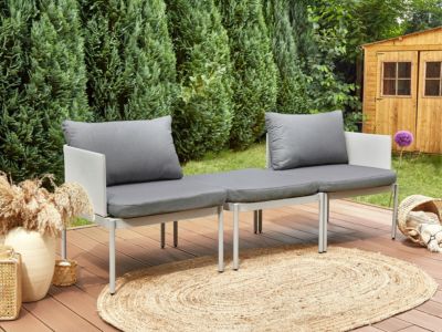 Ensemble de salon de jardin avec table 2 places TERRACINA Métal Gris clair